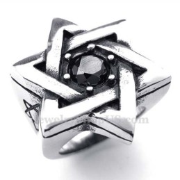 Anello Lucky Star In Titanio Con Zircone Nero