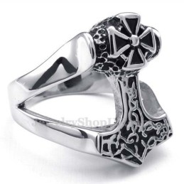 Anello In Titanio Con Martello Di Thor