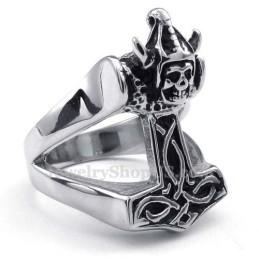 Anello In Titanio Con Martello Di Thor