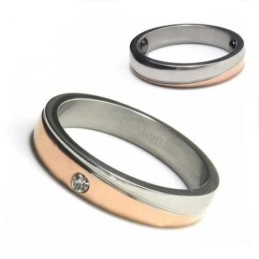 Anello A Fascia In Titanio E Oro Con Diamanti Incastonati Da 4 Mm
