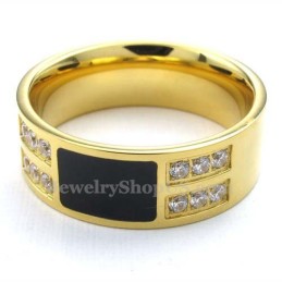 Anello In Titanio Oro Con Zircone Bianco