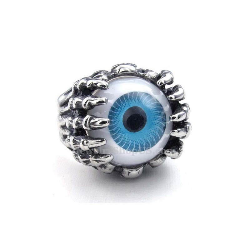 Anello In Titanio Con Occhio Blu Anello In Titanio Con Occhio Blu