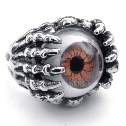Anello In Titanio Con Occhio Marrone