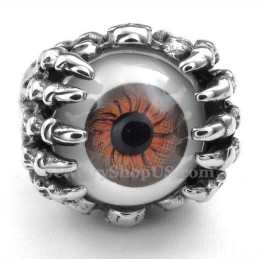 Anello In Titanio Con Occhio Marrone