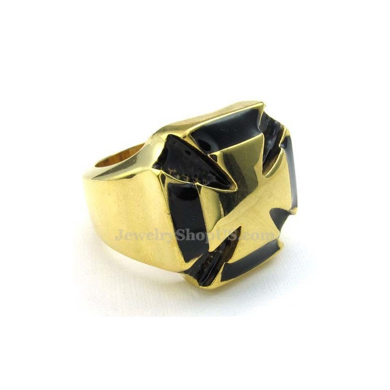 Anello Con Croce In Titanio Dorato Anello Con Croce In Titanio Dorato