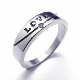 Anello A Fascia In Titanio Intarsiato Con Diamanti Incastonati Da 5 Mm