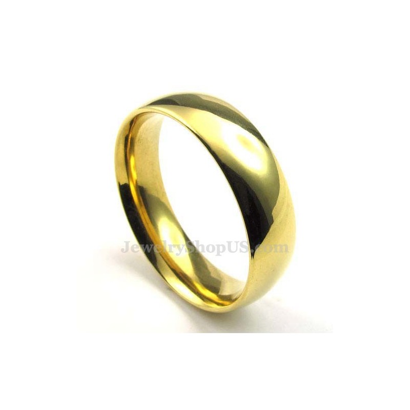 Anello Rotondo In Titanio Dorato Da 6 Mm