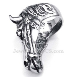 Anello In Titanio Con Testa Di Cavallo