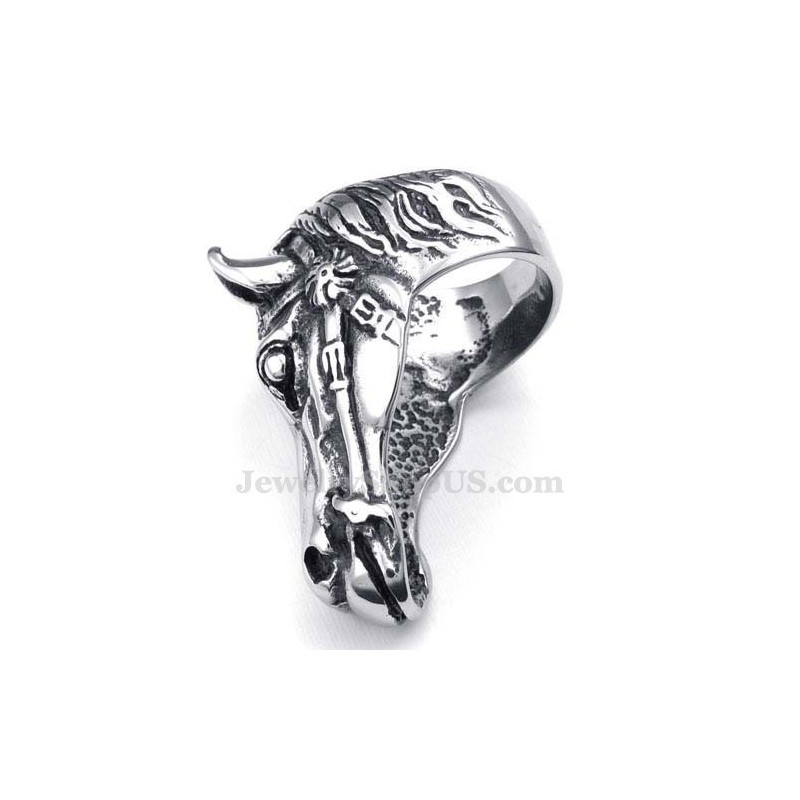 Anello In Titanio Con Testa Di Cavallo Anello In Titanio Con Testa Di Cavallo