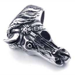 Anello In Titanio Con Testa Di Cavallo