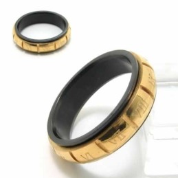 Anello Con Numeri Romani Da 6 Mm In Titanio Nero E Oro