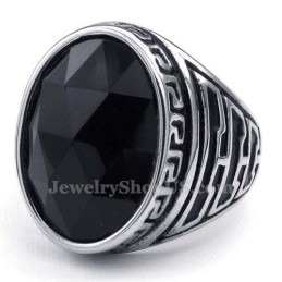 Anello Da Uomo In Titanio Con Zircone Nero