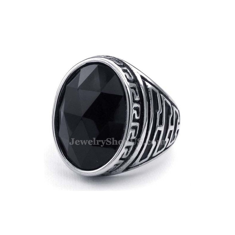 Anello Da Uomo In Titanio Con Zircone Nero Anello Da Uomo In Titanio Con Zircone Nero
