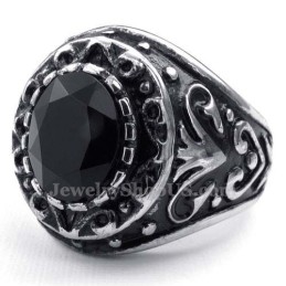 Anello Da Uomo In Titanio Con Zircone Nero