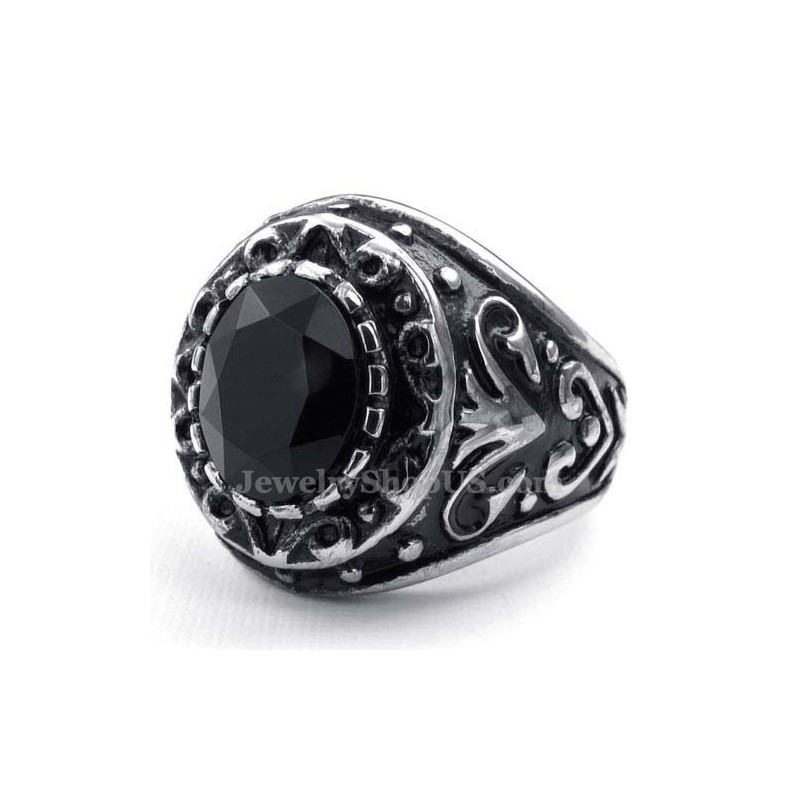 Anello Da Uomo In Titanio Con Zircone Nero Anello Da Uomo In Titanio Con Zircone Nero