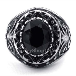 Anello Da Uomo In Titanio Con Zircone Nero