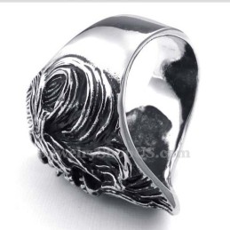 Anello Teschio In Titanio Con Occhi In Zircone Rosso