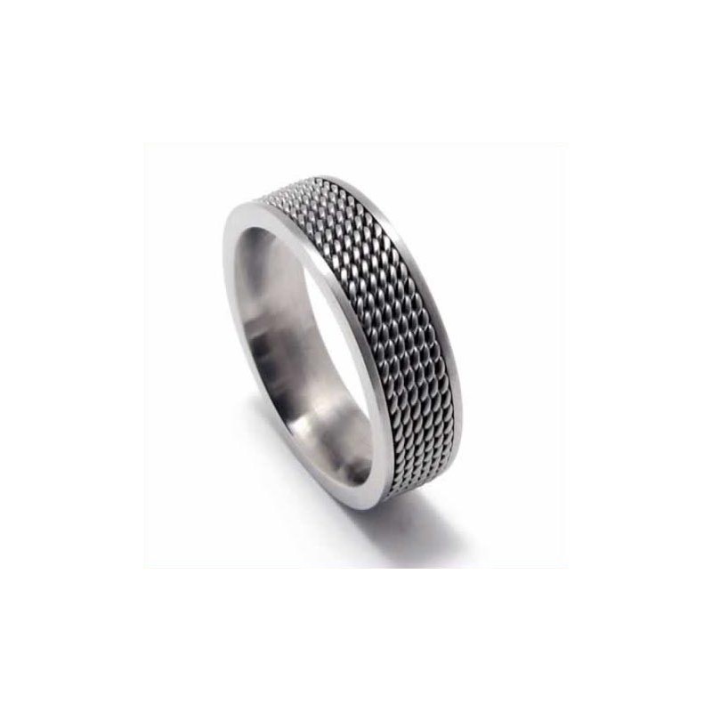 Anello Da Uomo In Titanio Da 8 Mm Con Maglia Anello Da Uomo In Titanio Da 8 Mm Con Maglia