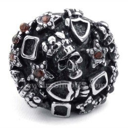 Anello Teschio In Titanio Con Zircone Rosso