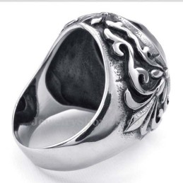 Anello Con Croce In Zircone Rosso Titanio