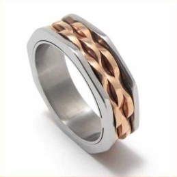 Anello Unisex Waves In Titanio E Oro Da 7 Mm