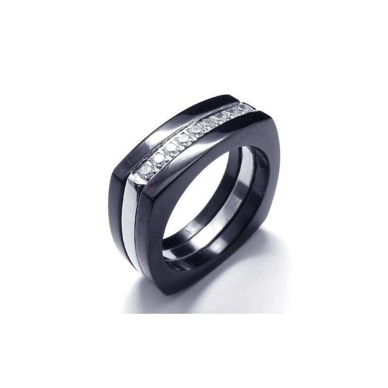 Anello Unisex In Titanio Con Diamanti Da 8 Mm Anello Unisex In Titanio Con Diamanti Da 8 Mm