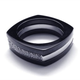 Anello Unisex In Titanio Con Diamanti Da 8 Mm