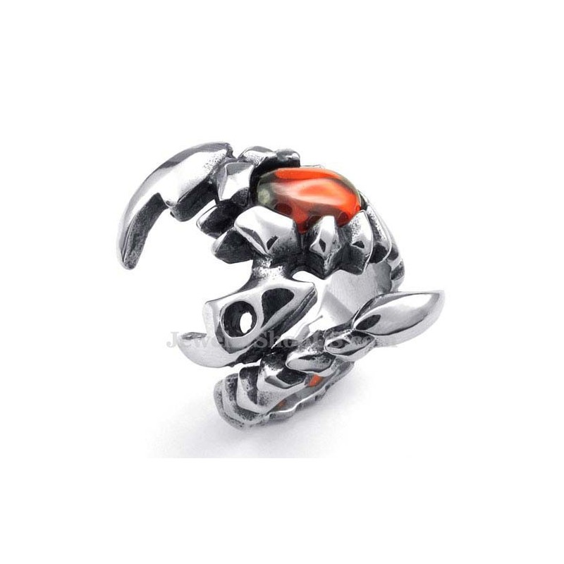 Anello Scorpione In Titanio Con Zircone Rosso Anello Scorpione In Titanio Con Zircone Rosso