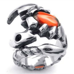 Anello Scorpione In Titanio Con Zircone Rosso