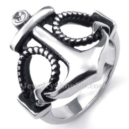 Anello Con Ancora In Titanio E Zircone Bianco