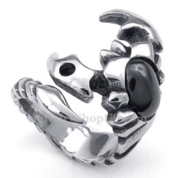 Anello Scorpione In Titanio Con Zircone Nero