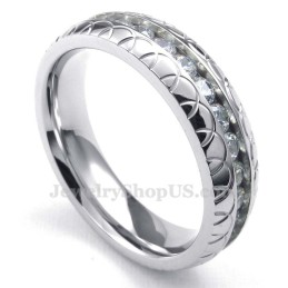 Anello Rotondo In Titanio Con Zircone Bianco