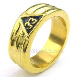 Anello Massonico In Titanio Oro