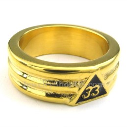 Anello Massonico In Titanio Oro