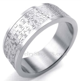 Anello In Titanio Con Teschio E Scrittura Inglese