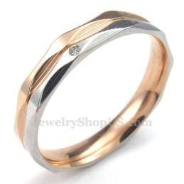 Anello Di Coppia In Titanio Oro Rosa Con Zircone Bianco