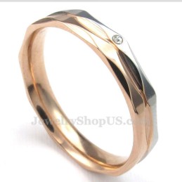Anello Di Coppia In Titanio Oro Rosa Con Zircone Bianco