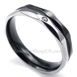Anello Di Coppia In Titanio Nero Con Zircone Bianco