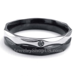 Anello Di Coppia In Titanio Nero Con Zircone Bianco