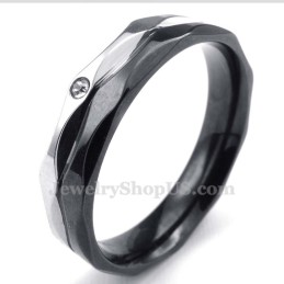 Anello Di Coppia In Titanio Nero Con Zircone Bianco