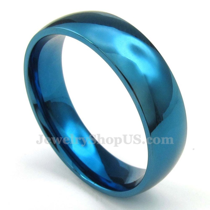 Anello Rotondo Blu In Titanio Da 6 Mm Anello Rotondo Blu In Titanio Da 6 Mm