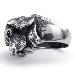 Anello In Titanio A Forma Di Testa Di Cane