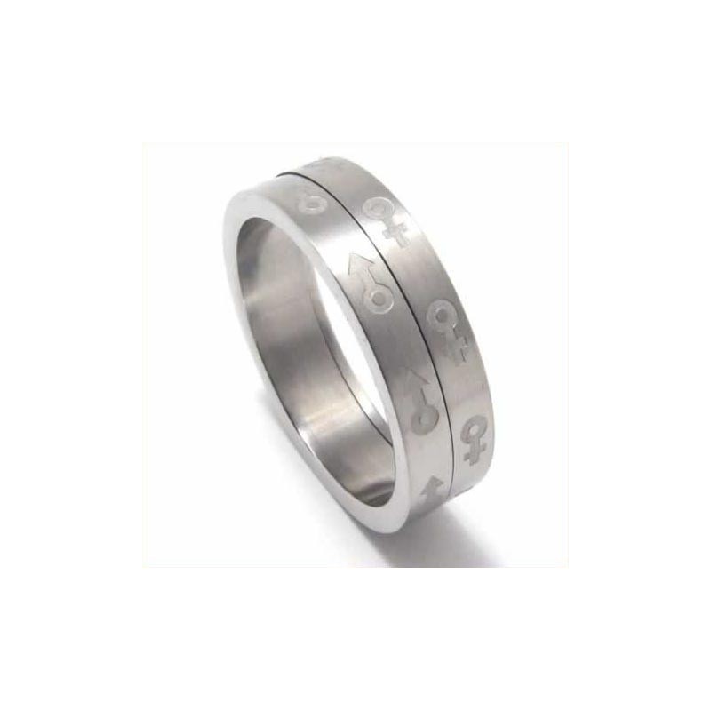 Anello In Titanio Da 6 Mm Con Simbolo Del Sesso Anello In Titanio Da 6 Mm Con Simbolo Del Sesso