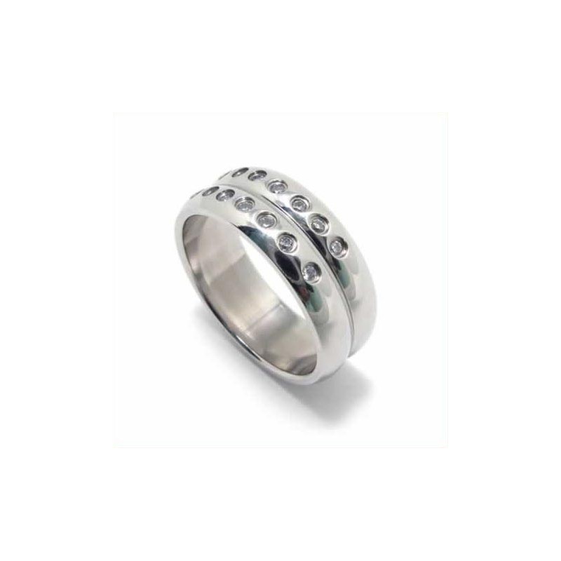 Anello A Fascia In Titanio Intarsiato Con Diamanti Da 8 Mm Anello A Fascia In Titanio Intarsiato Con Diamanti Da 8 Mm