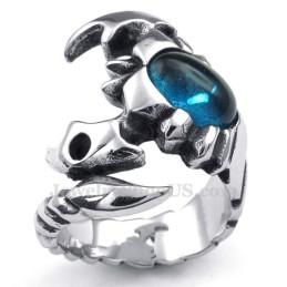 Anello Scorpione In Titanio Con Zircone Blu