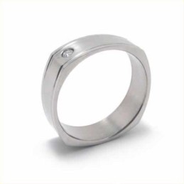 Anello A Fascia In Titanio Intarsiato Con Diamanti Da 6 Mm