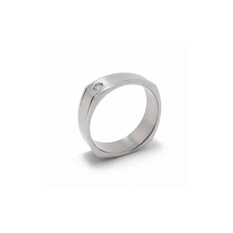 Anello A Fascia In Titanio Intarsiato Con Diamanti Da 6 Mm Anello A Fascia In Titanio Intarsiato Con Diamanti Da 6 Mm