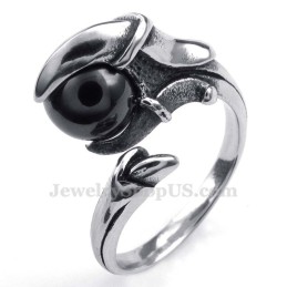 Anello A Forma Di Zampa In Titanio Con Zircone Nero