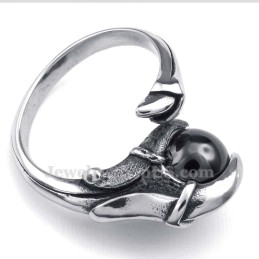 Anello A Forma Di Zampa In Titanio Con Zircone Nero
