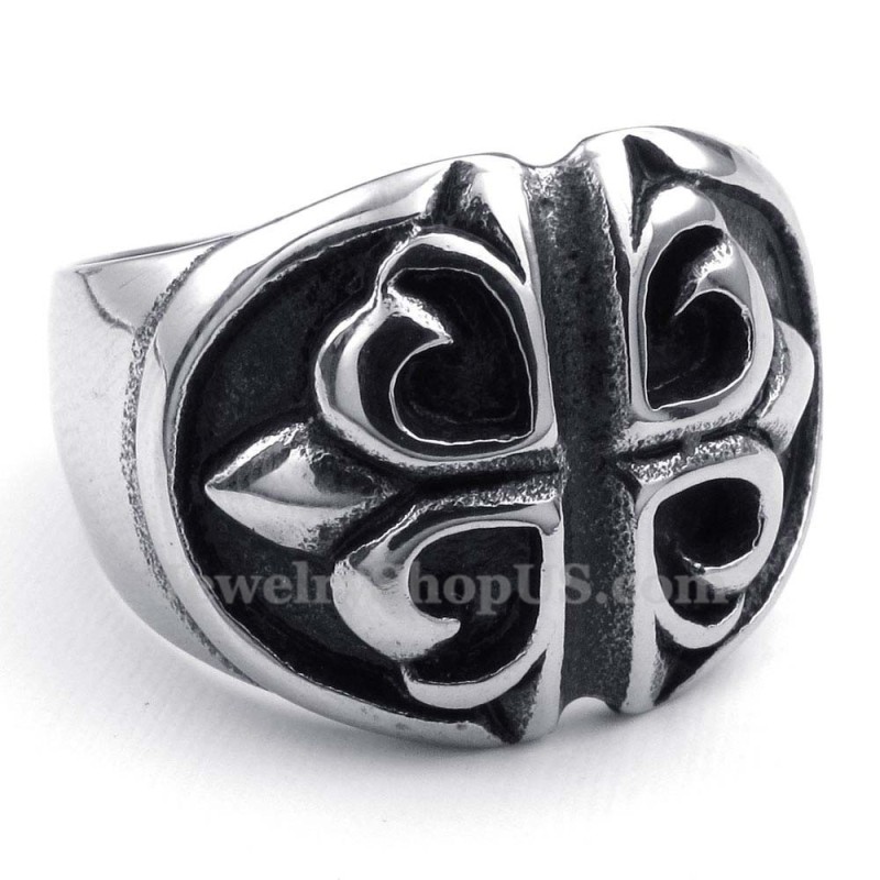 Anello Con Croce In Titanio E Fiore Anello Con Croce In Titanio E Fiore